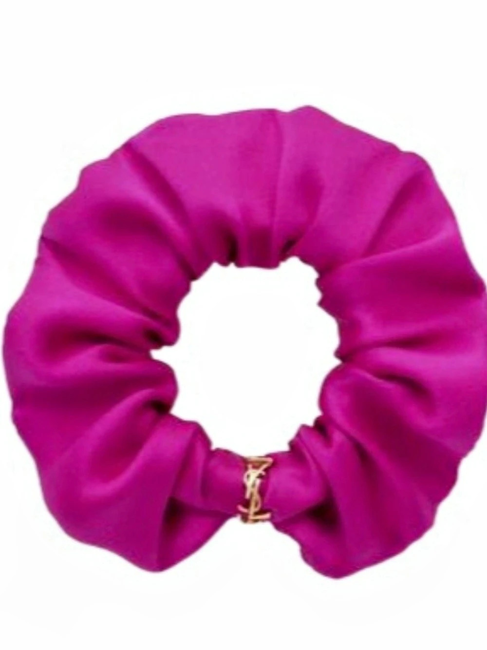 Saint Laurent Cassandre Silk Satin Scrunchie Pink/Fuchsia NWT